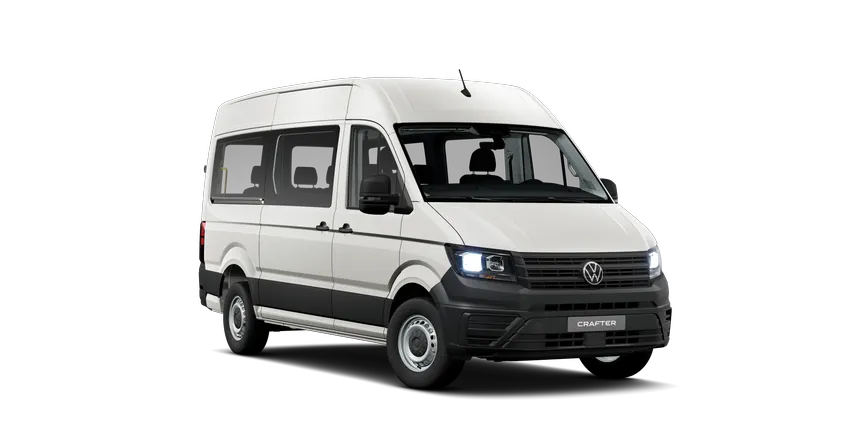 Crafter Kombi-Lösung Personenbeförderung mit Aufbauhersteller AMF-Bruns 3/4-view