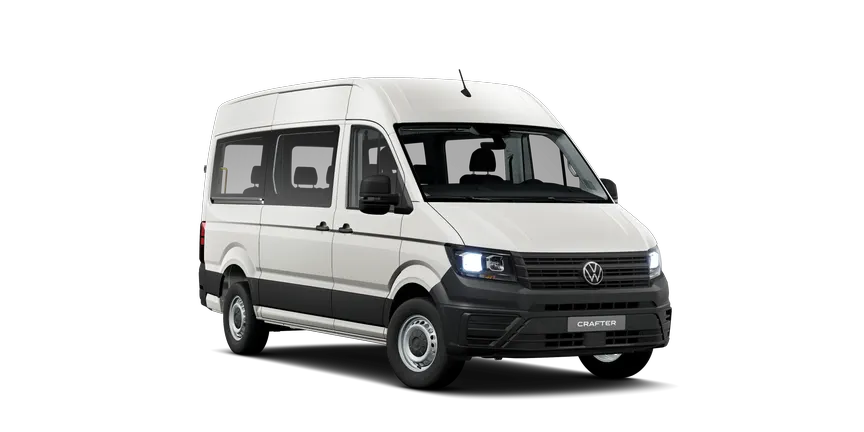 Crafter Kombi-Lösung Personenbeförderung mit Aufbauhersteller AMF-Bruns 3/4-view